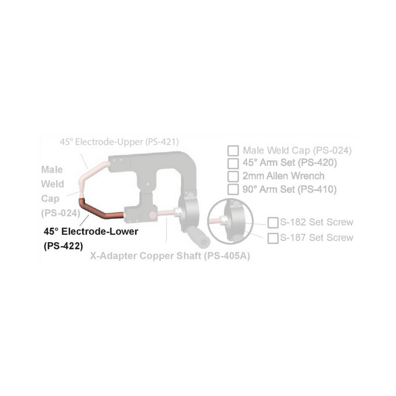 Pro Spot X-Adapter 45º Electrode - Lower in X Adapter assembly
