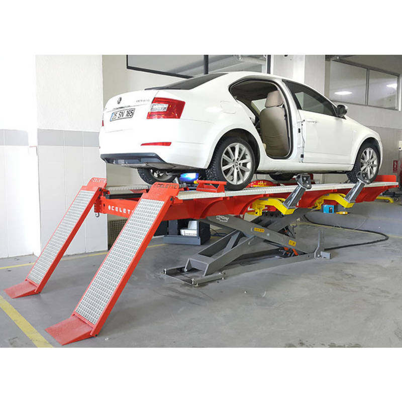 Celette Rhone L 4.2T Car Bench with Lift and 4 Mobile “C” Stands