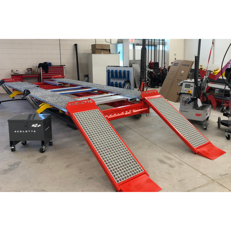 Celette Rhone L 4.2T Car Bench with Lift and 4 Mobile “C” Stands