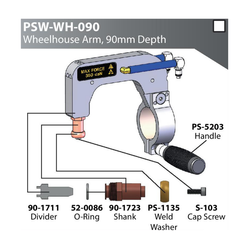 Pro Spot WHEELHOUSE ARM, WATER COOLED, 90MM DEPTH