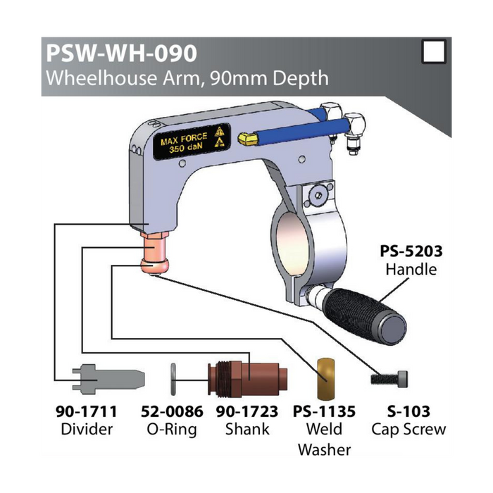 Remplacement de la tige à visser pour la soudeuse par points intelligente i4s - Ensemble de bras de timonerie PSW-WH-090 | SA-0617