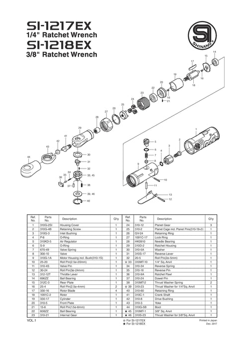 1/4" Sq. Drv. Ratchet Wrench | SI-1217EX