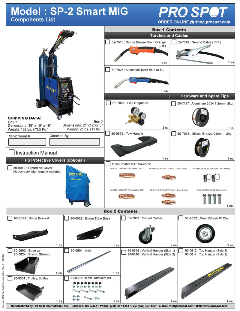 SP-2 | Pro Spot Smart MIG Welder Components List