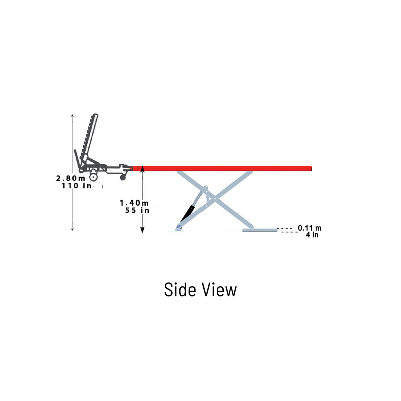 X-Trac Side View with Dimensions